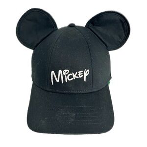 Disney Embroidered Micky Mouse Cotton Baseball Cap Mouse Ears Snap Adjuster 🖤🤍